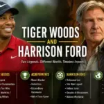 Tiger Woods and Harrison Ford